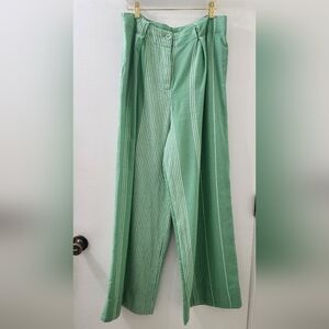 Free People Green Striped Women’s Pants, Size Medium.